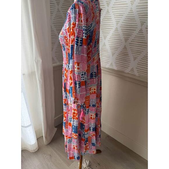 NWT Briton Court Women’s Small Smocked Midi Maxi Multicolor Dress - Picture 3 of 5